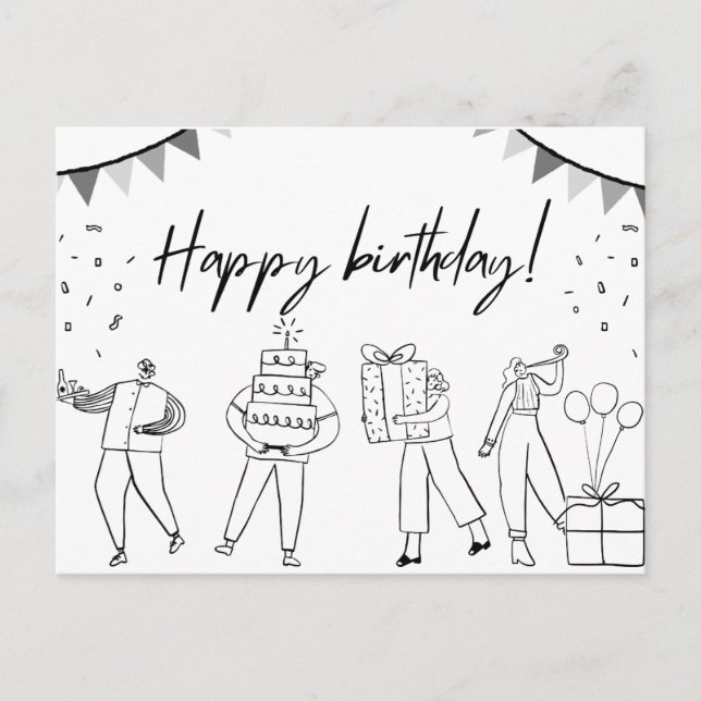 Illustrated Happy Birthday Card (Front)