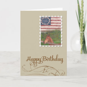 Illustrated Horse Stars & Stripes Birthday Card