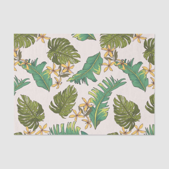 Illustrated Jungle Leaves Pattern Tissue Paper (Front)