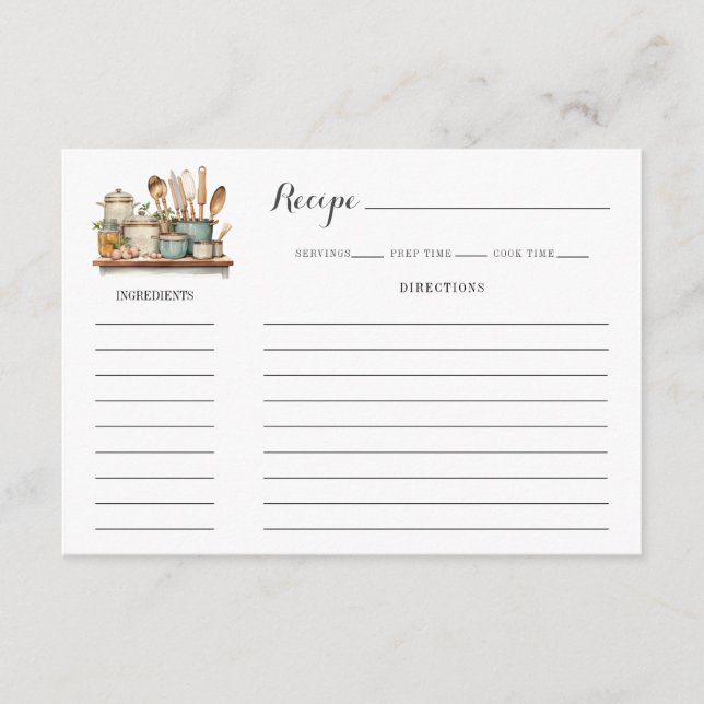 Illustrated Kitchen Recipe Card Template (Front)