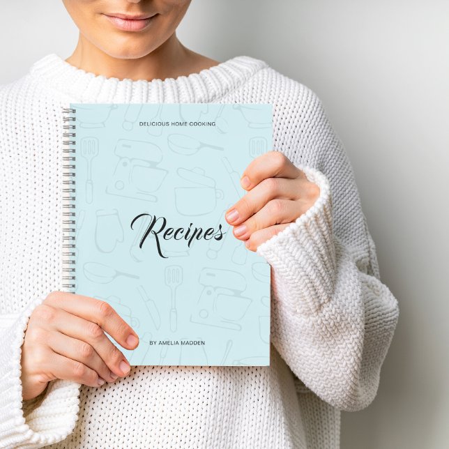 Illustrated Kitchen Utensils Personalised Recipe N Notebook (Creator Uploaded)