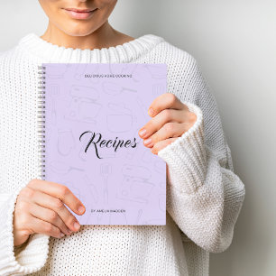Illustrated Kitchen Utensils Personalised Recipe Notebook