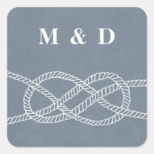 Illustrated Knot Envelope Seal Sticker - Blue Grey (Front)