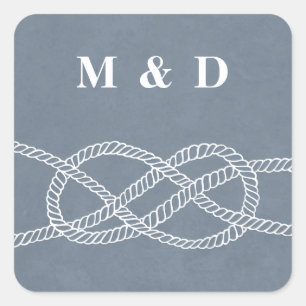 Illustrated Knot Envelope Seal Sticker - Blue Grey