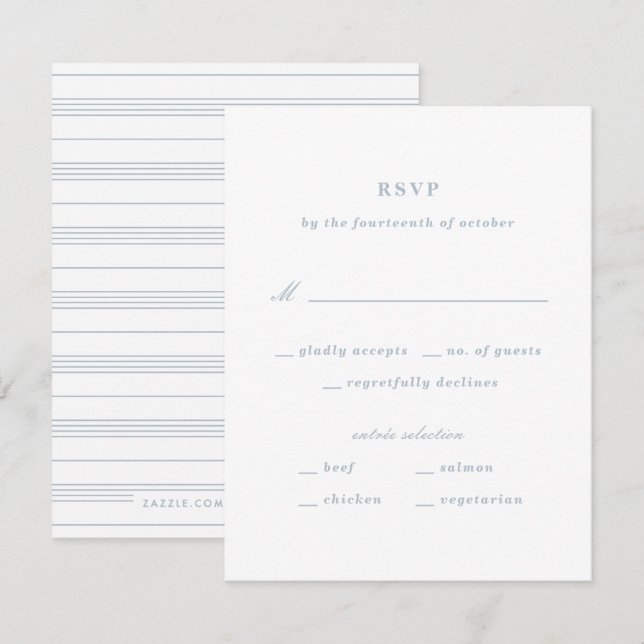 Illustrated Knot Nautical RSVP Card - Blue (Front/Back)
