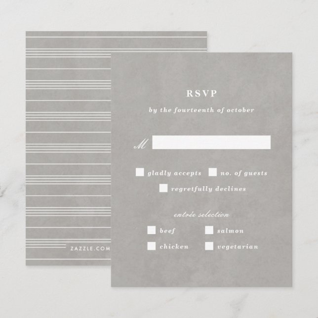 Illustrated Knot Nautical RSVP Card - Grey (Front/Back)