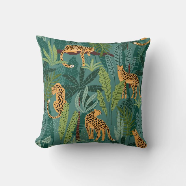 Illustrated leopard design cushion (Front)