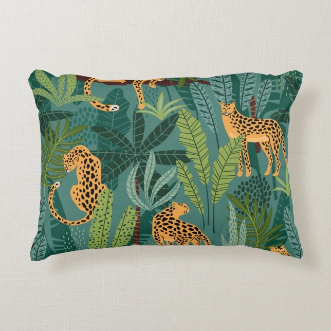 Illustrated Leopard design Decorative Cushion (Front)