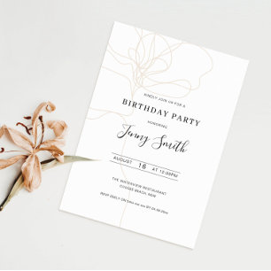 Illustrated line art birthday party invitation