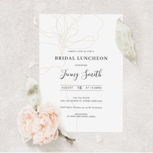Illustrated line art bridal luncheon invitation