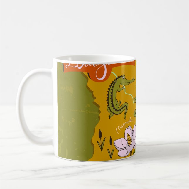 Illustrated Louisiana map: travel highlights. Coffee Mug (Left)