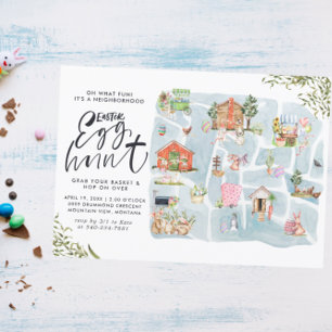 Illustrated Map   Neighbourhood Easter Egg Hunt Invitation