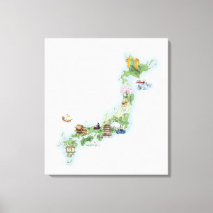 Illustrated map of ancient Japan Canvas Print