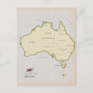 Illustrated map of Australia Postcard