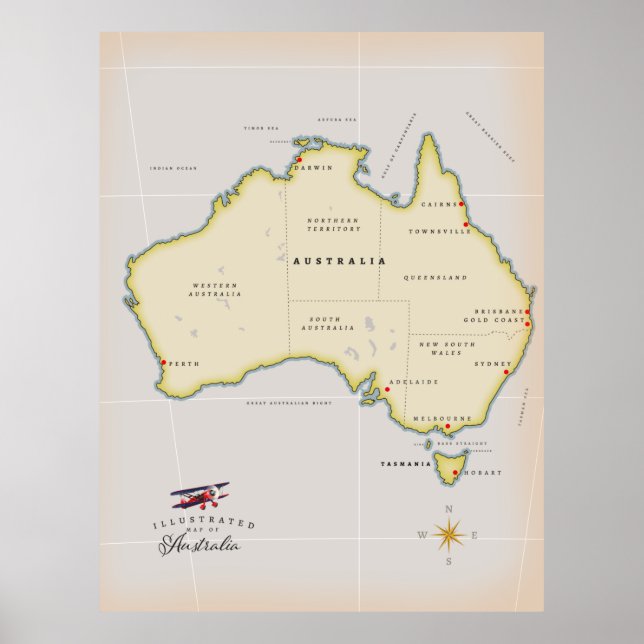 Illustrated map of Australia Poster (Front)