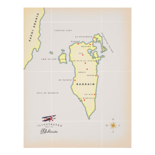 Illustrated Map of Bahrain Photo Print