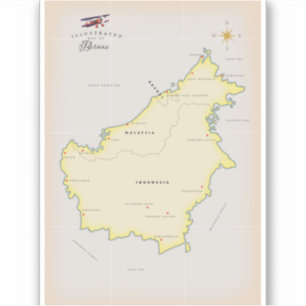 Illustrated map of Borneo