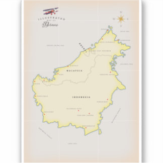 Illustrated map of Borneo