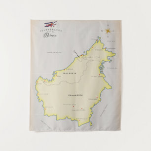 Illustrated map of Borneo Tapestry