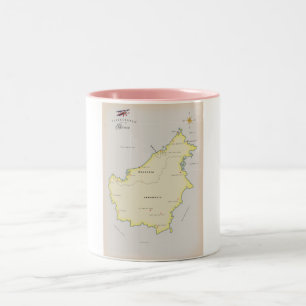 Illustrated map of Borneo Two-Tone Coffee Mug