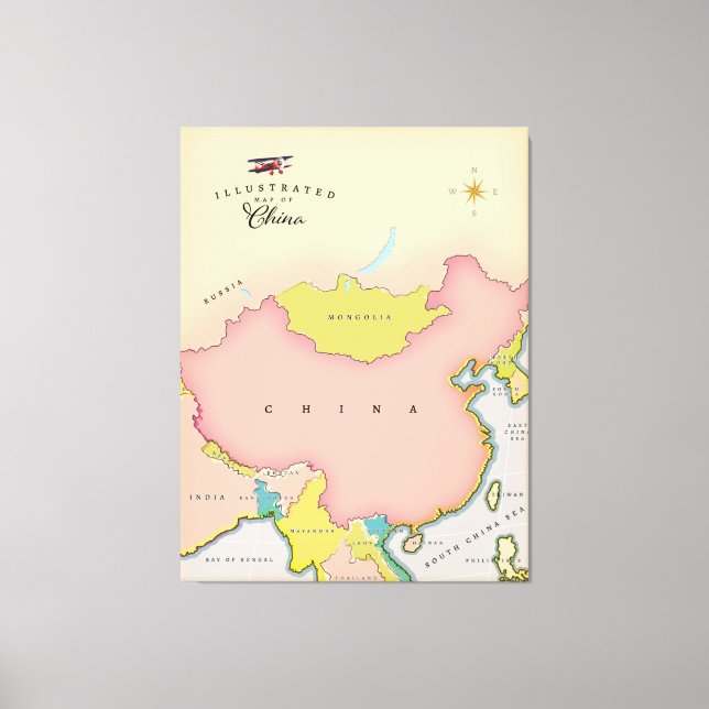 Illustrated map of china canvas print (Front)