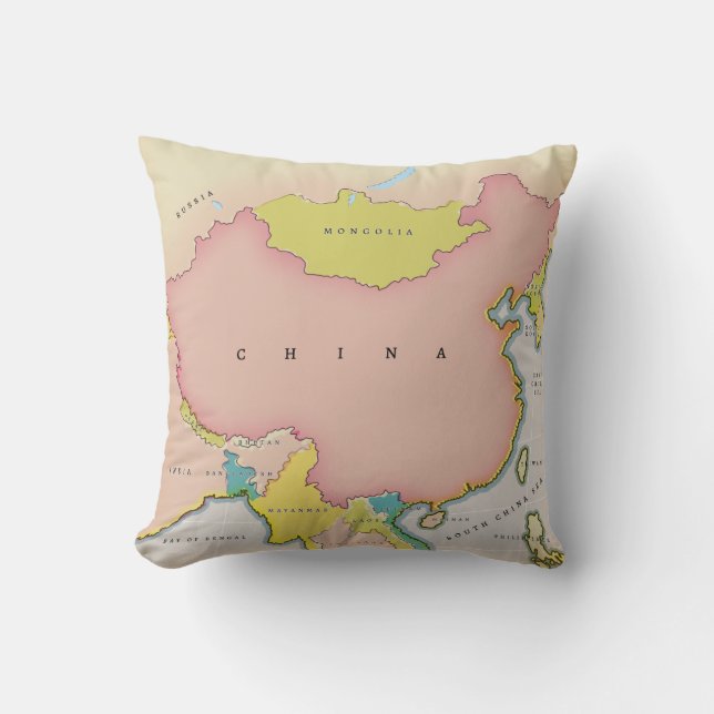 Illustrated map of china cushion (Front)