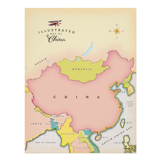 Illustrated map of china photo print (Front)