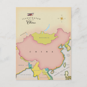 Illustrated map of china postcard
