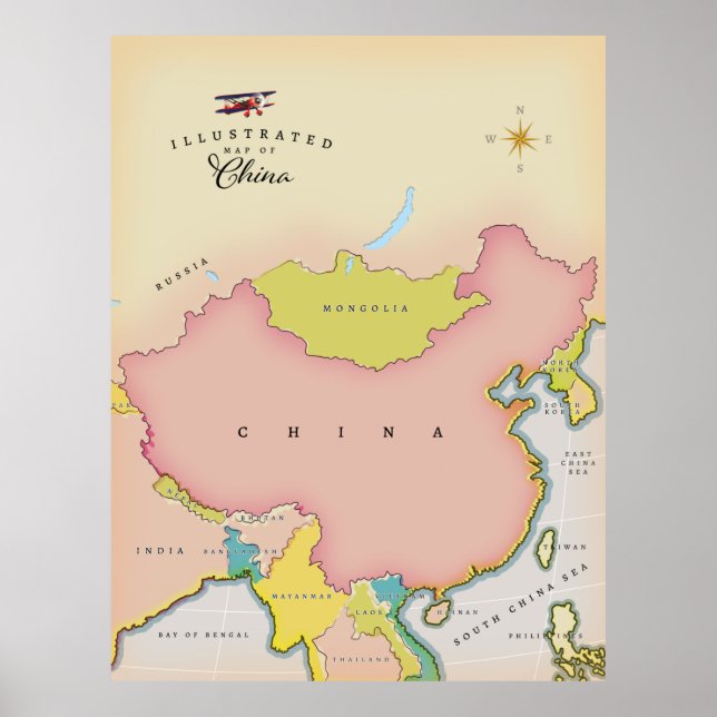 Illustrated map of china poster (Front)