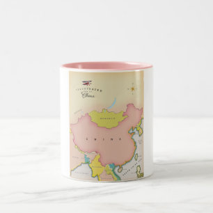 Illustrated map of china Two-Tone coffee mug