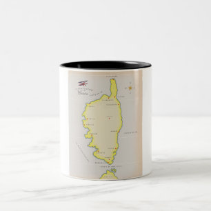 Illustrated map of Corsica Two-Tone Coffee Mug