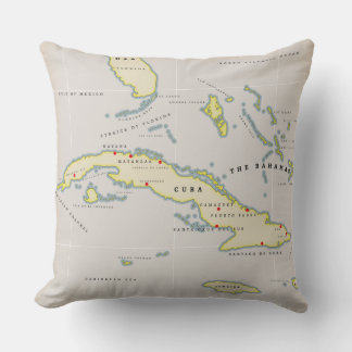 Illustrated map of Cuba Cushion