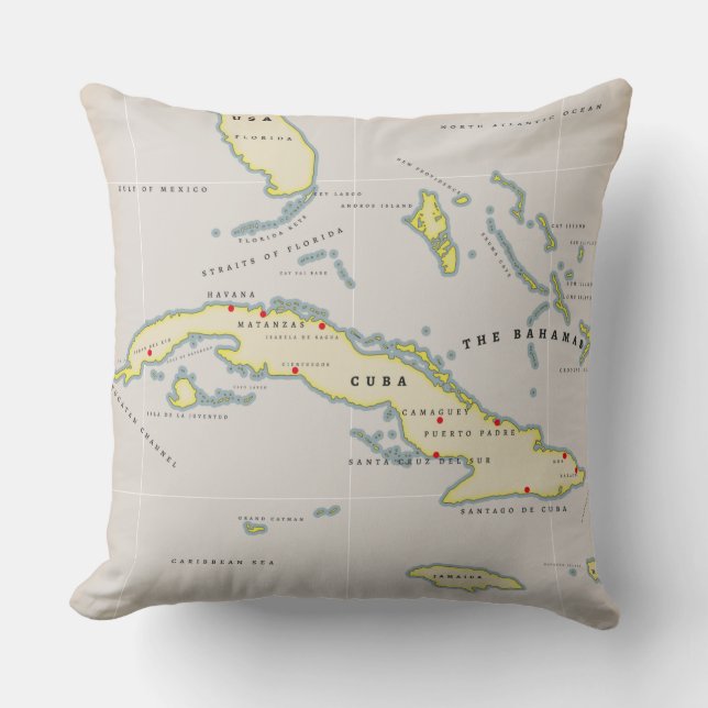 Illustrated map of Cuba Cushion (Front)