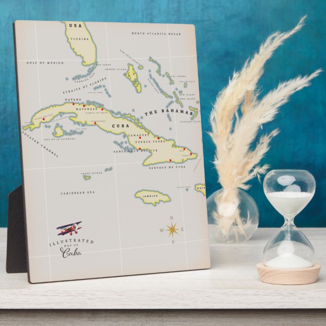 Illustrated map of Cuba Plaque (Side)