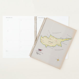 Illustrated map of Cyprus. Planner