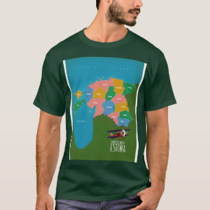 Illustrated map of Estonia T-Shirt