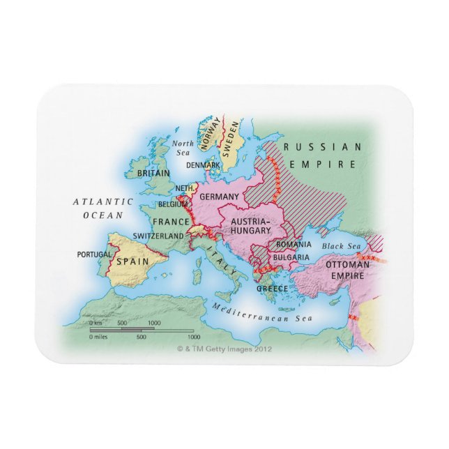 Illustrated Map of Europe Magnet (Horizontal)