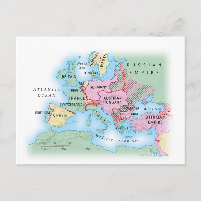 Illustrated Map of Europe Postcard (Front)