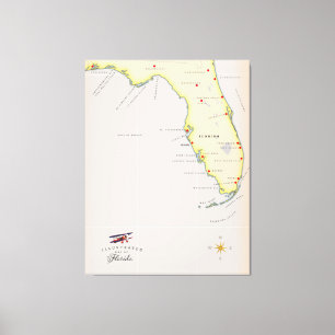 Illustrated map of Florida Canvas Print