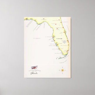 Illustrated map of Florida Canvas Print