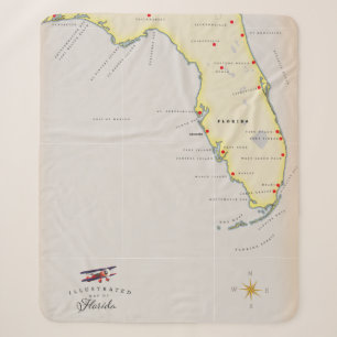 Illustrated map of Florida Sherpa Blanket