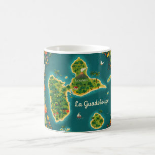 Illustrated Map of Guadeloupe – Tropical Island Coffee Mug