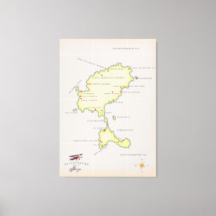 Illustrated map of Ibiza Canvas Print