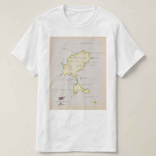 Illustrated map of Ibiza T-Shirt (Design Front)