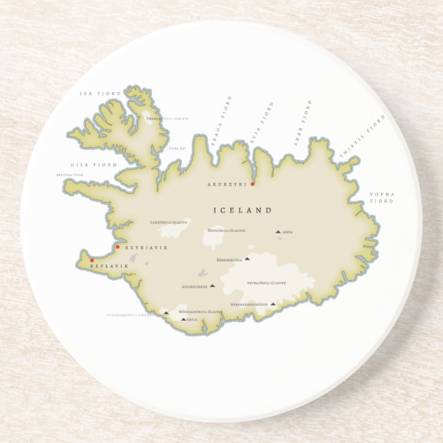 Illustrated map of Iceland Coaster (Front)