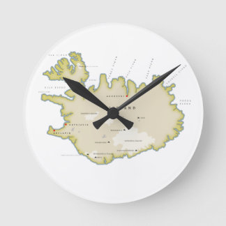 Illustrated map of Iceland Round Clock