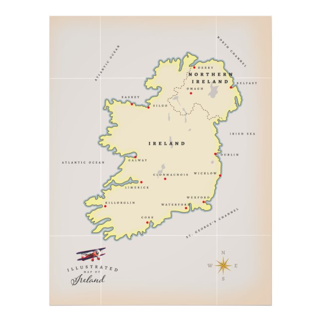 Illustrated Map of Ireland Photo Print (Front)