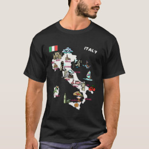 Illustrated map of Italy flag the great cities T-Shirt