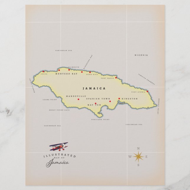 Illustrated map of Jamaica. Custom Letterhead (Front)