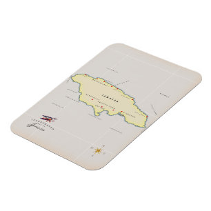 Illustrated map of Jamaica. Magnet